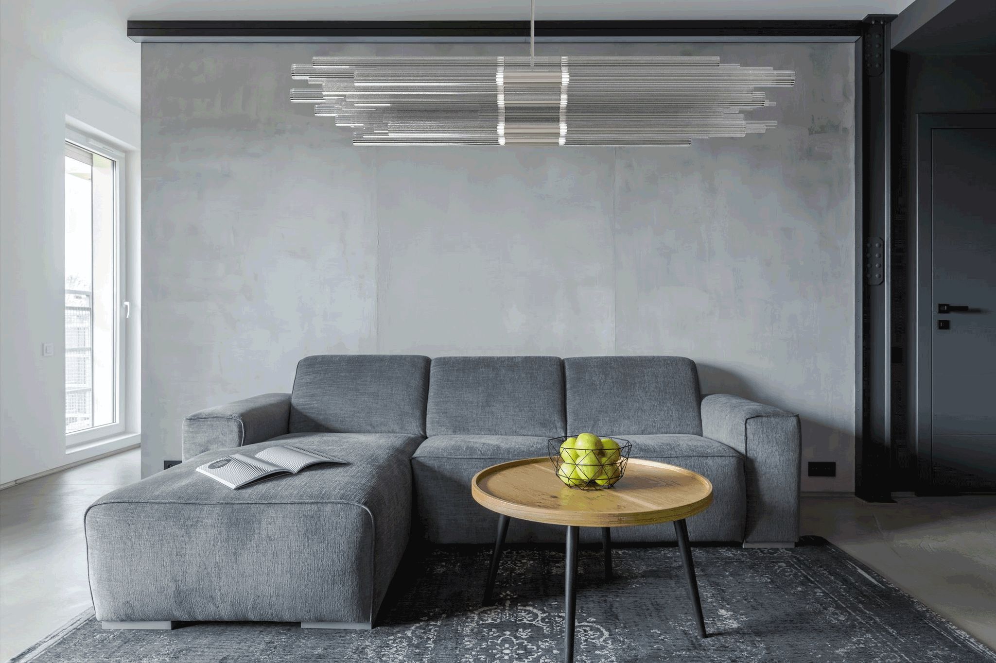 Minimal lighting Altos in modern interior with grey sofa