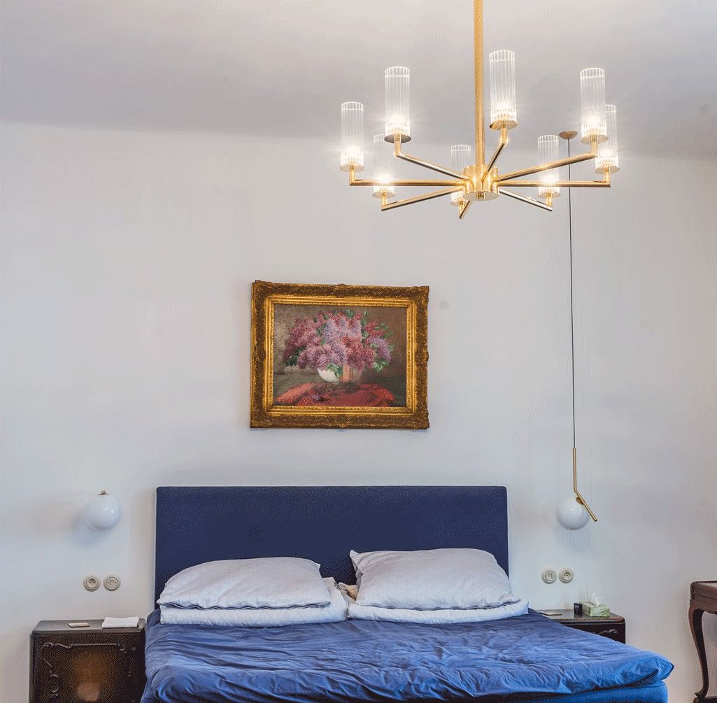 Minimal luxury golden lighting Daniela in vintage bedroom