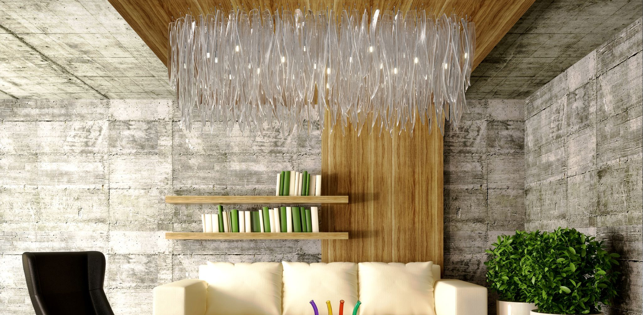 Glass chandelier Grass in modern interior