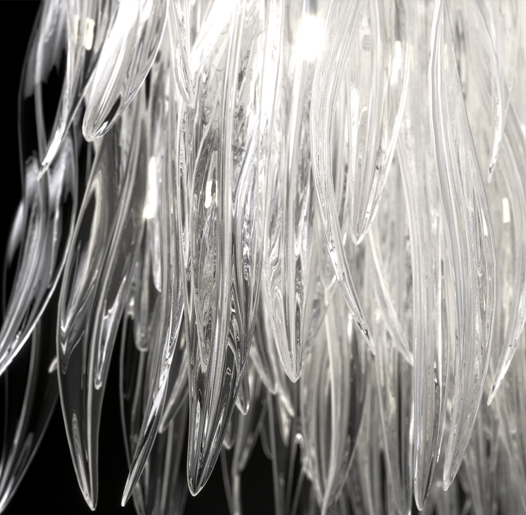 detail on Glass leaf from chandelier Grass