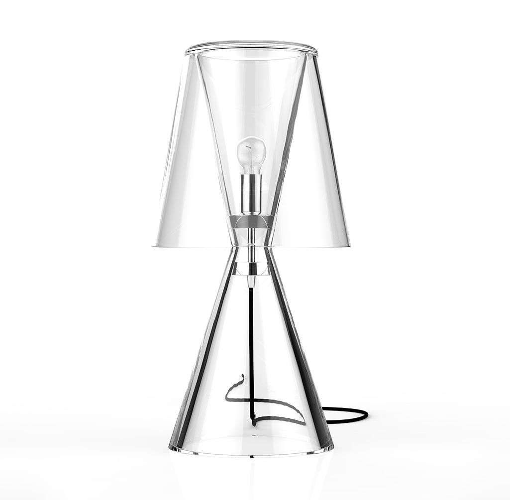Crystal glass elegant table lamp Swan on white background