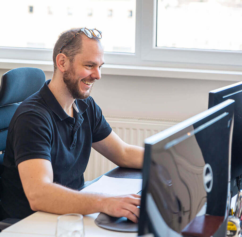 Designer Lukáš Houdek in office