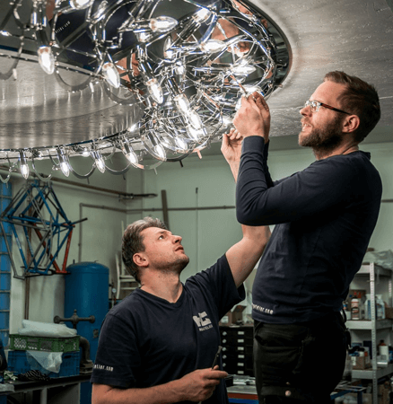 Pre-installation of arabela chandelier