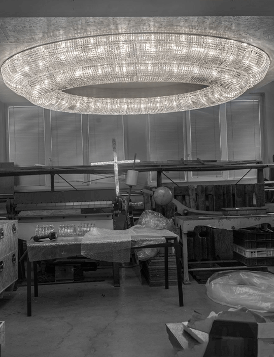 Pre-installation of arabela chandelier