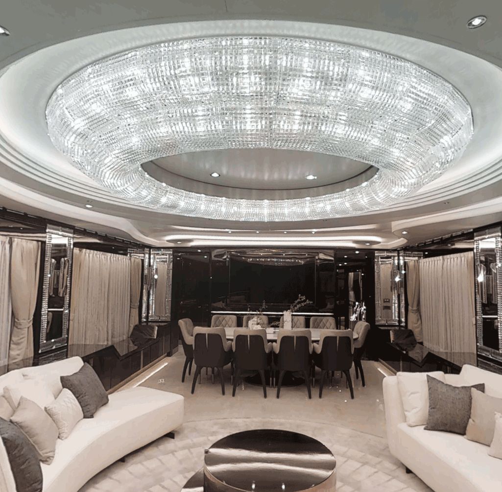Arabela yacht chandelier in yacht interior