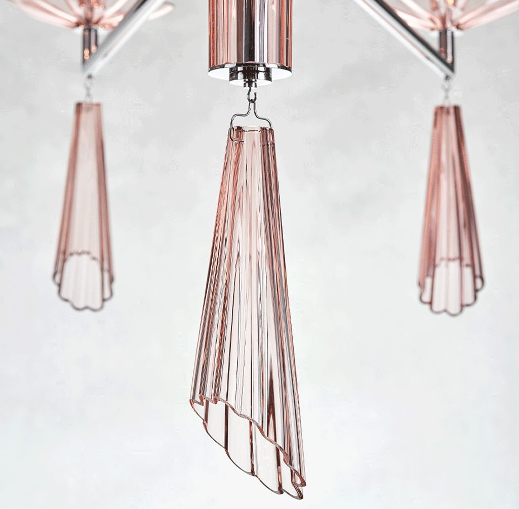 Clara - modern glass / metal chandlier detail