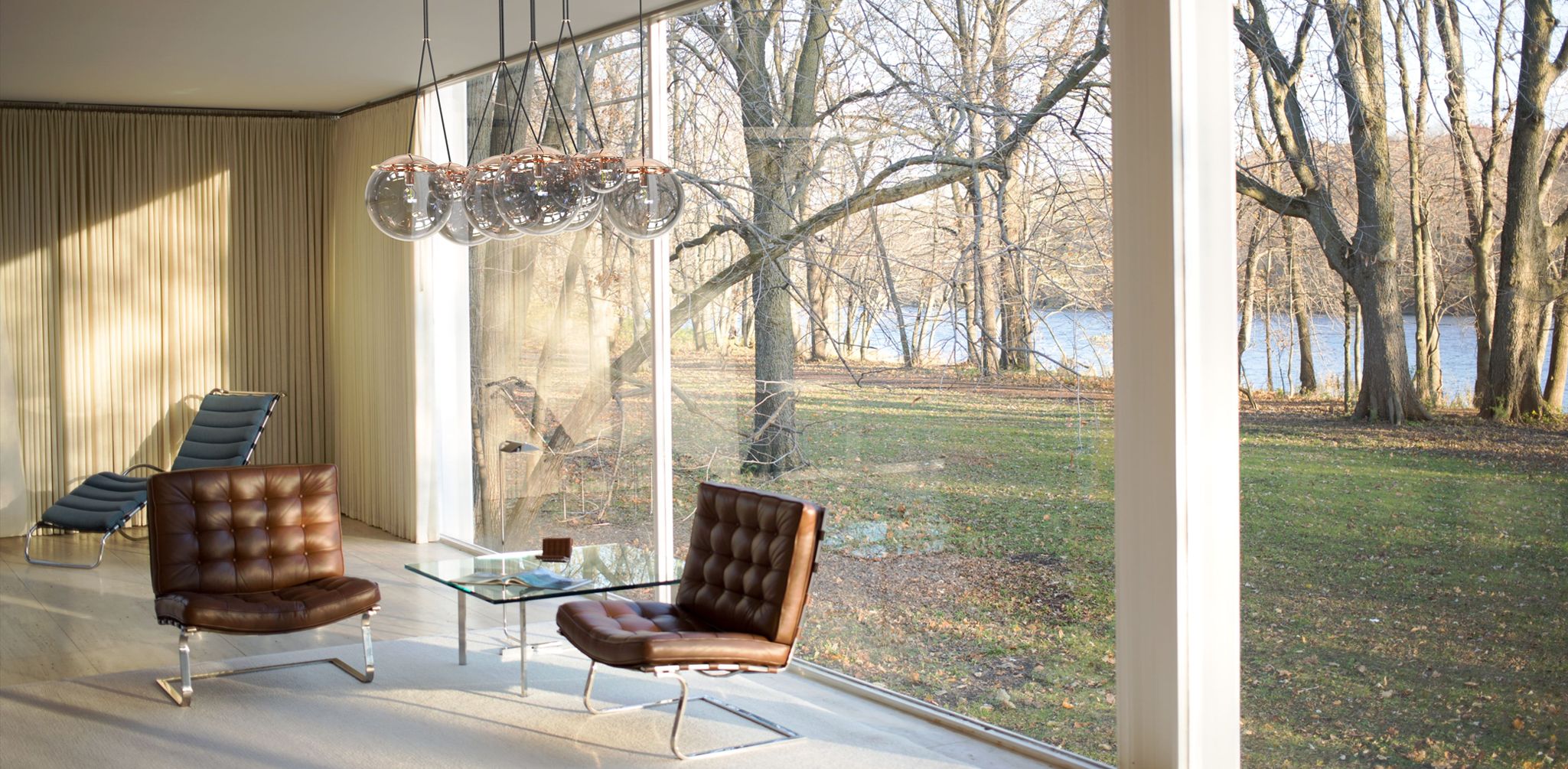 luxury minimal lighting Lota in Minimal interior with view to garden 