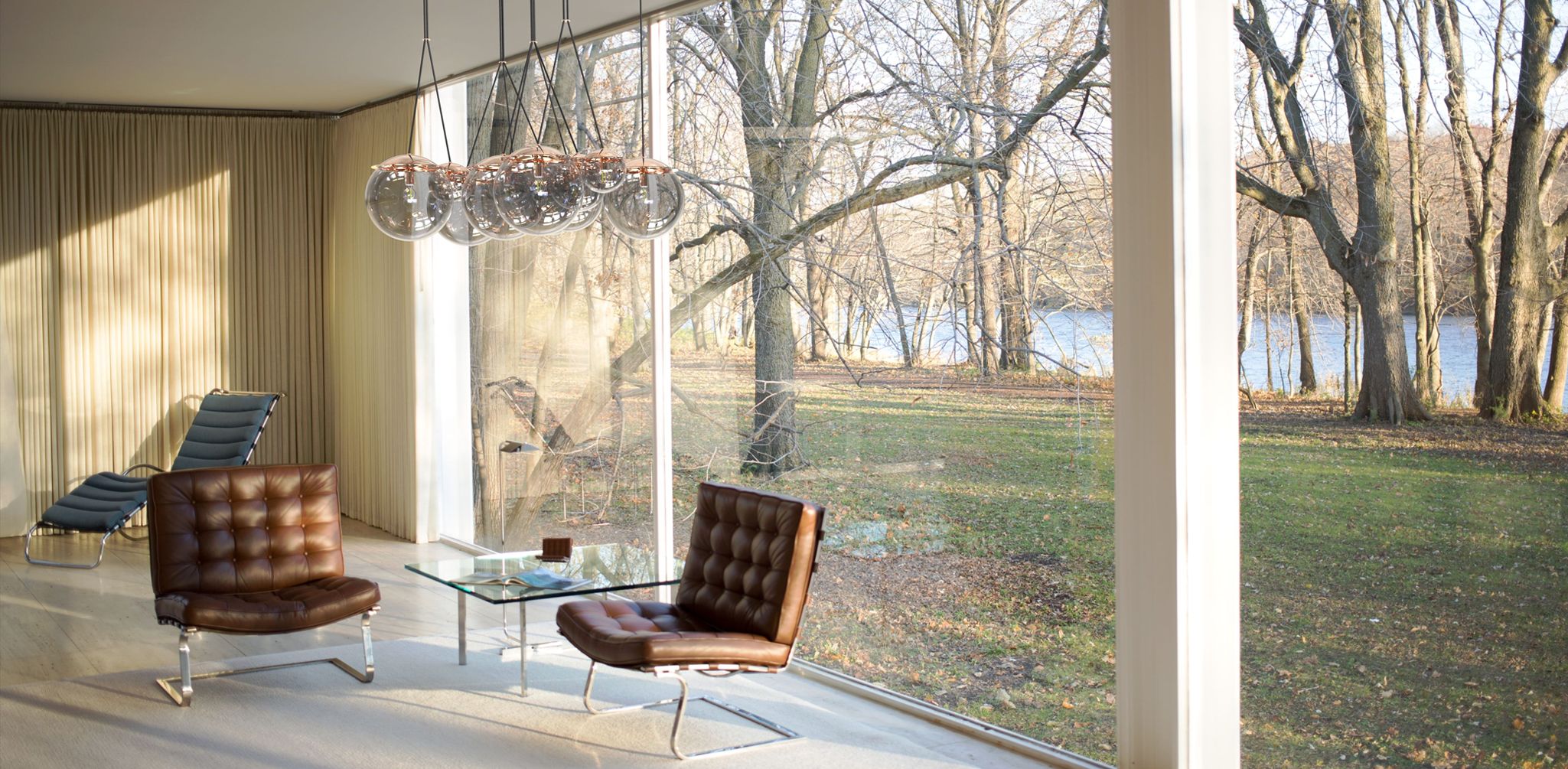 luxury minimal lighting Lota in Minimal interior with view to garden